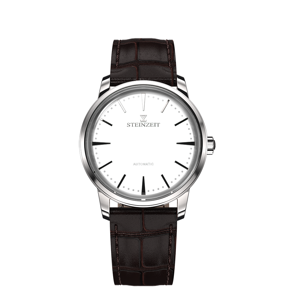 Steinzeit Uhr Silber